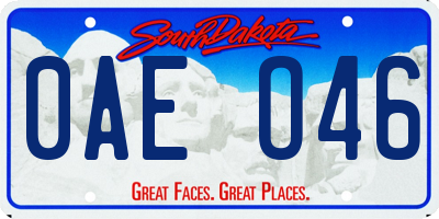 SD license plate 0AEO46