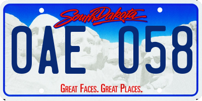 SD license plate 0AEO58