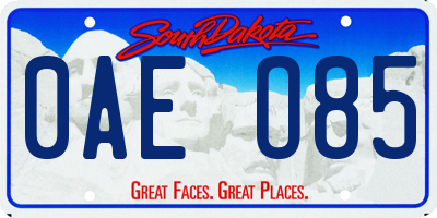 SD license plate 0AEO85