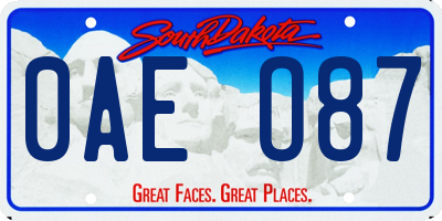 SD license plate 0AEO87