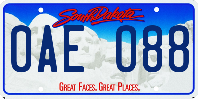 SD license plate 0AEO88