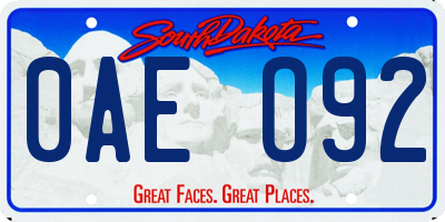 SD license plate 0AEO92