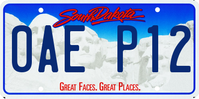 SD license plate 0AEP12