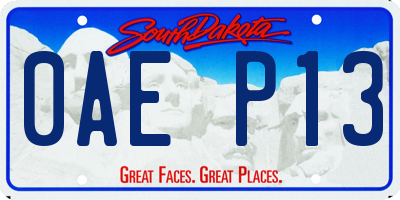 SD license plate 0AEP13