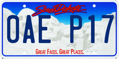 SD license plate 0AEP17