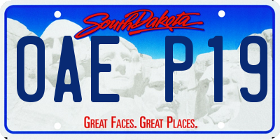 SD license plate 0AEP19