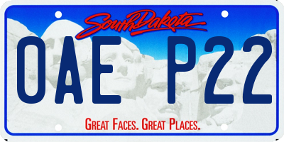 SD license plate 0AEP22