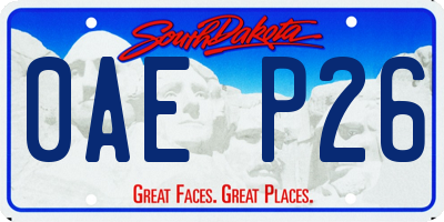 SD license plate 0AEP26