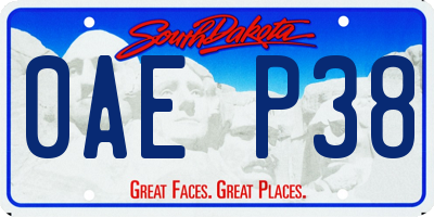 SD license plate 0AEP38