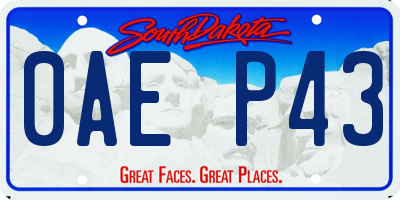 SD license plate 0AEP43