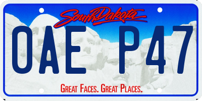 SD license plate 0AEP47