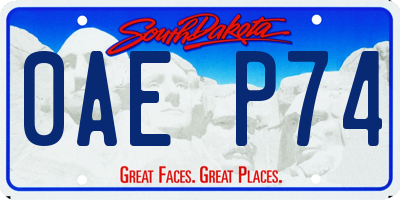 SD license plate 0AEP74