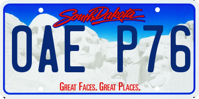 SD license plate 0AEP76