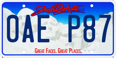 SD license plate 0AEP87