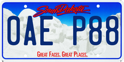 SD license plate 0AEP88