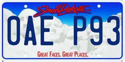 SD license plate 0AEP93