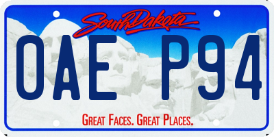 SD license plate 0AEP94