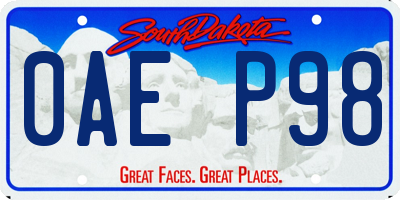 SD license plate 0AEP98