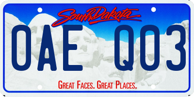 SD license plate 0AEQ03