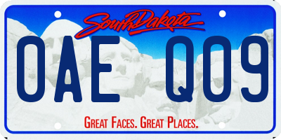 SD license plate 0AEQ09