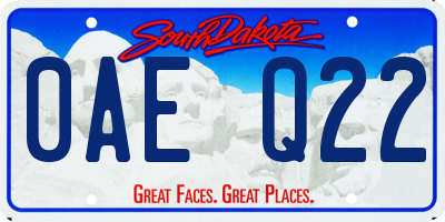 SD license plate 0AEQ22