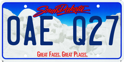 SD license plate 0AEQ27