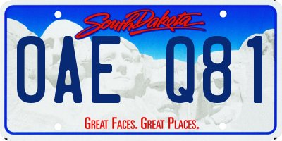 SD license plate 0AEQ81