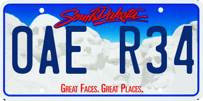 SD license plate 0AER34