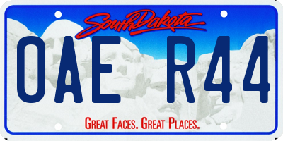 SD license plate 0AER44