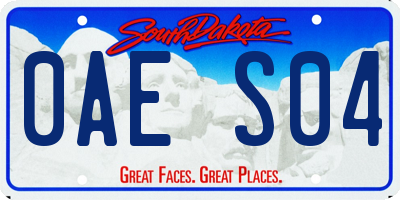 SD license plate 0AES04