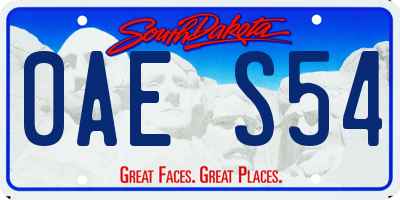 SD license plate 0AES54