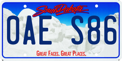 SD license plate 0AES86