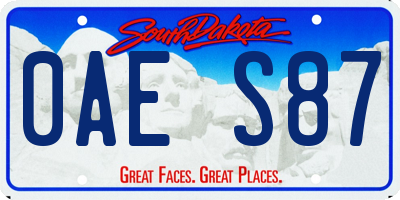 SD license plate 0AES87