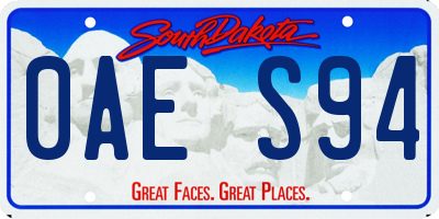 SD license plate 0AES94
