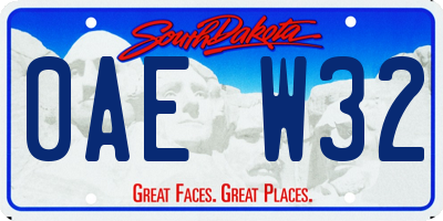 SD license plate 0AEW32