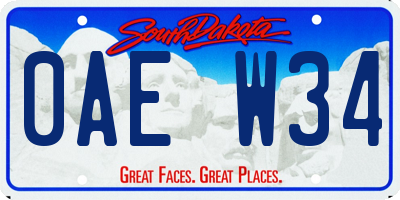 SD license plate 0AEW34