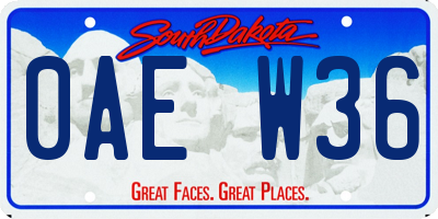 SD license plate 0AEW36