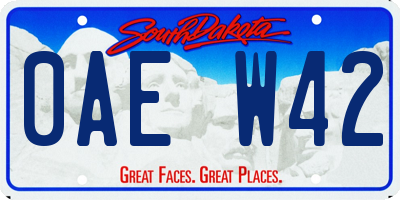 SD license plate 0AEW42