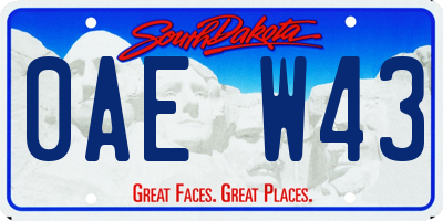 SD license plate 0AEW43