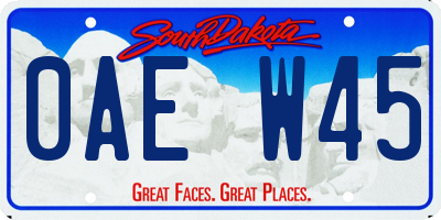 SD license plate 0AEW45