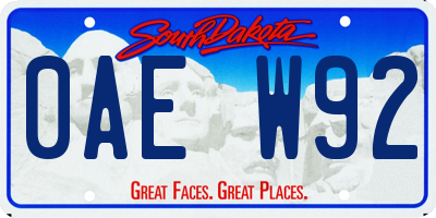 SD license plate 0AEW92