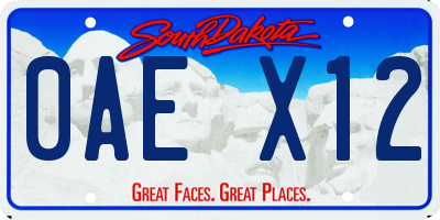 SD license plate 0AEX12