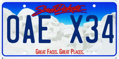 SD license plate 0AEX34