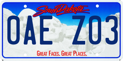 SD license plate 0AEZ03