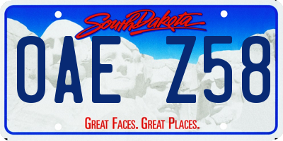 SD license plate 0AEZ58