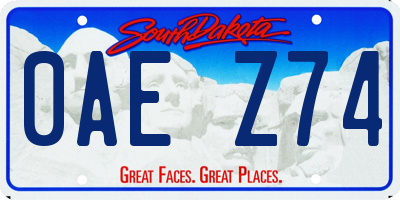 SD license plate 0AEZ74