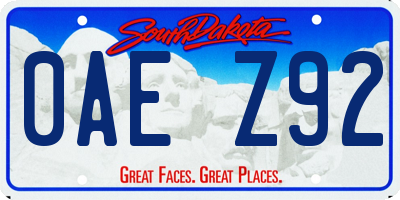 SD license plate 0AEZ92