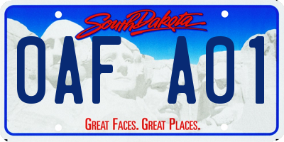 SD license plate 0AFA01