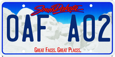 SD license plate 0AFA02