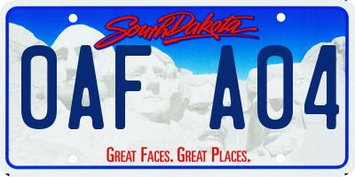 SD license plate 0AFA04